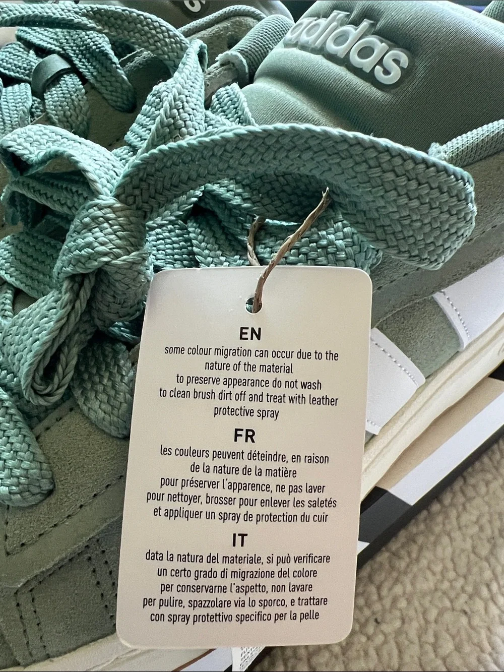 Adidas|  Court Alpha 00s Sneakers in Sage Green and White. W9
